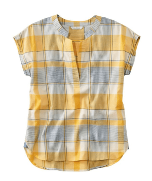 L.L.Bean Signature Madras Shirt, Short-Sleeve Split-Neck Popover