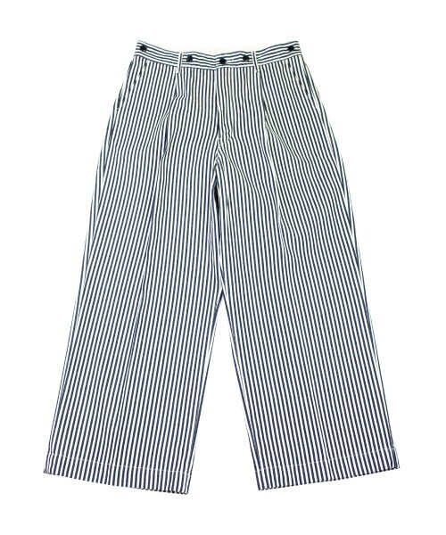 H.UNIT Hickory denim crown size tuck trousers
