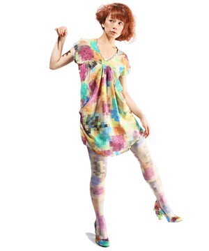 ANREALAGE LOW PIXEL DRAPE FLOWER ONE PIECE