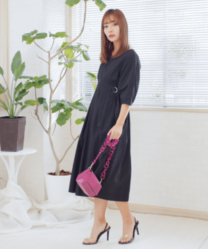 LADYMADE サイドベルトウエストタックワンピース