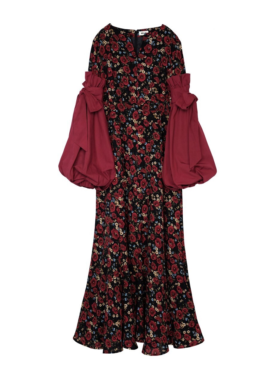 BELLE COLOR SLEEVE FLOWER DRESS