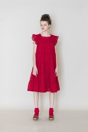 Jane Marple アイレットレースのティアードドレス