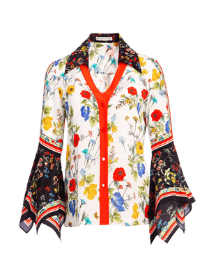 Alice + Olivia RANDA TRUMPET SLEEVE BUTTON DOWN