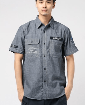 AVIREX TYPE BLUE/シャンブレーワークシャツ シールズ/CHAMBRAY WORK SHIRT SEALs