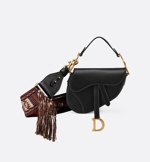 Christian Dior ブラック カーフスキン “SADDLE” ミニバッグ