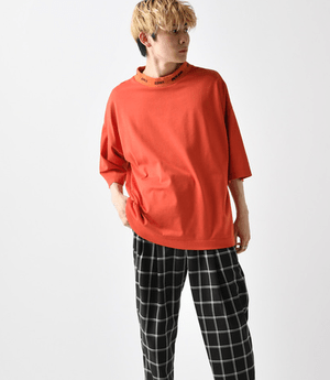Lui’s ネックロゴ5分袖 ビッグシルエットTシャツ