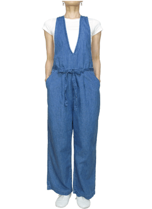 caqu linen V-neck salopette