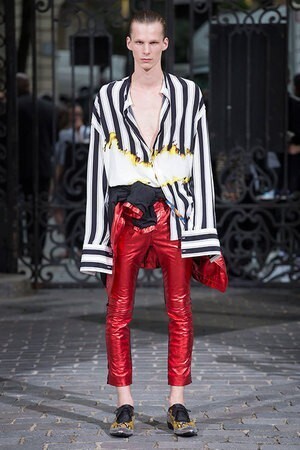 HAIDER ACKERMANN ブリーチ加工 ストライプ柄シャツ