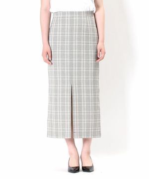 GREED Cotton Over Plaid Midi Straight Skirt in Other