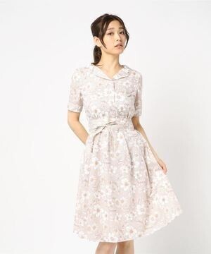 LAISSE PASSE ストライプフラワーワンピース