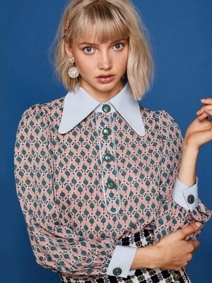 sister jane Polo Top in Sheer Print