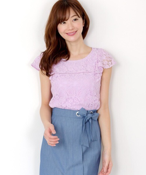 MISCH MASCH 袖フリルレースブラウス