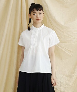 MERLOT IKYU バンドカラーピンタックブラウス