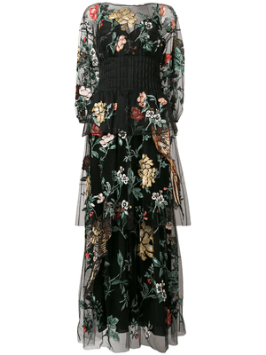FENDI floral bird tulle embroidered dress