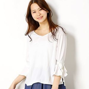 Apuweiser-riche 洗えるリボンフレア袖ゆるブラウス