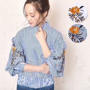 coca 花柄刺繍バルーンスリーブブラウス