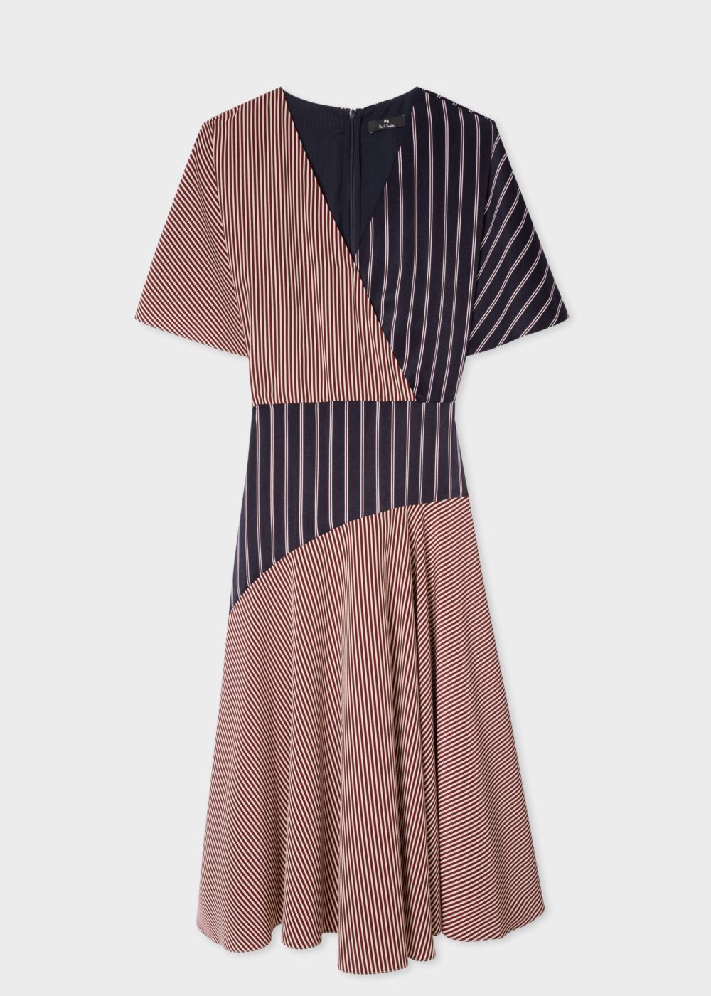 Paul Smith Dark Navy Panelled Stripe Wrap Midi Dress