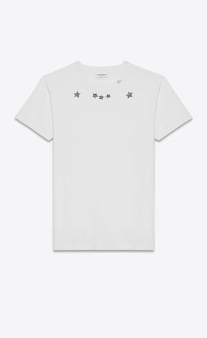 SAINT LAURENT PARIS ショートスリーブTシャツ（アイボリー＆ブラック／スタープリント コットンジャージー）