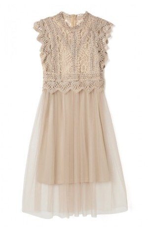 GRL レース×チュールドッキングワンピース