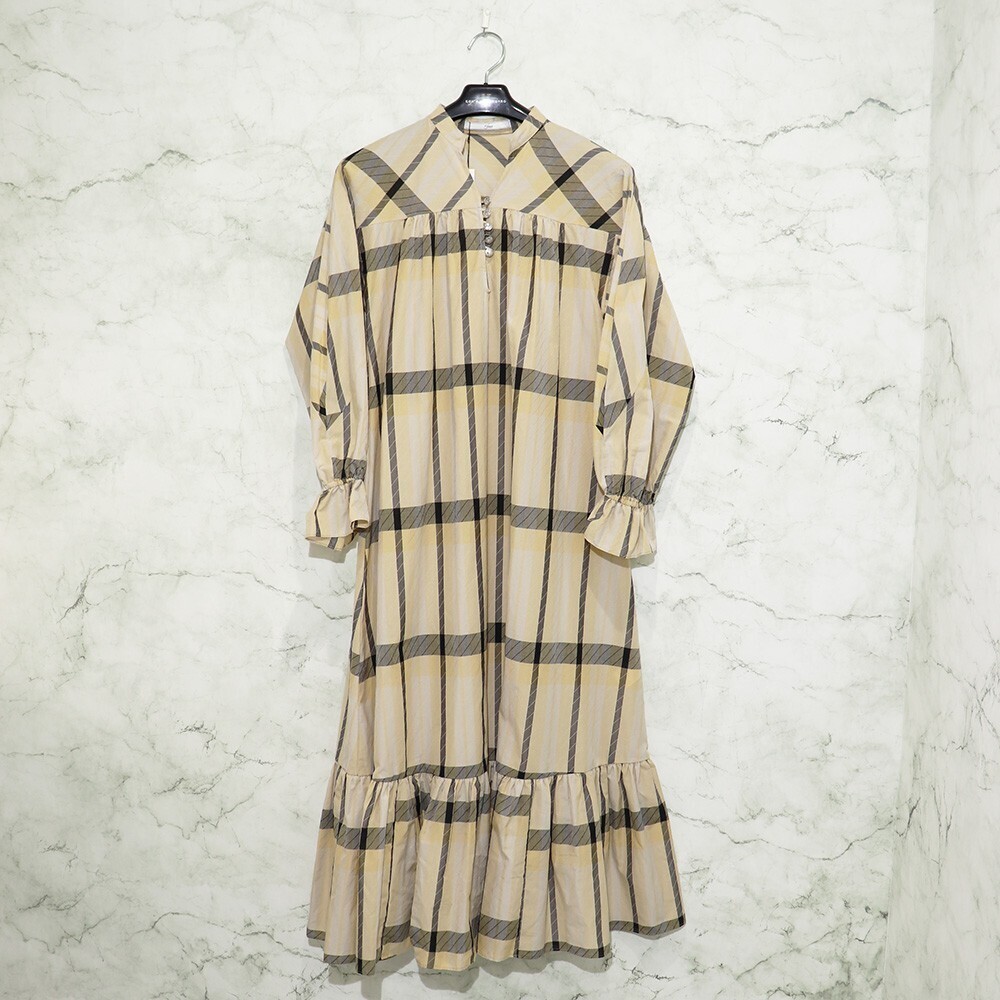 5-knot TWILL CHECK LONG DRESS