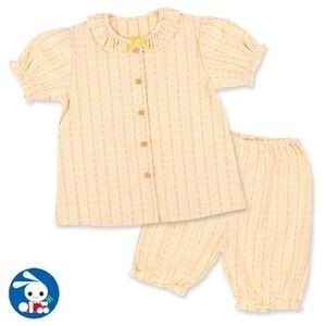 西松屋 前開き半袖パジャマ（チェック.ハート）