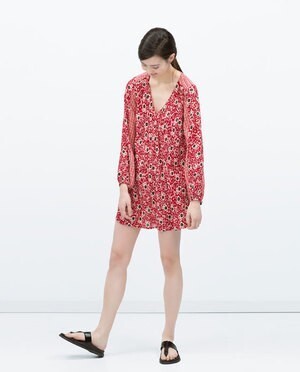 ZARA コンビプリントワンピース