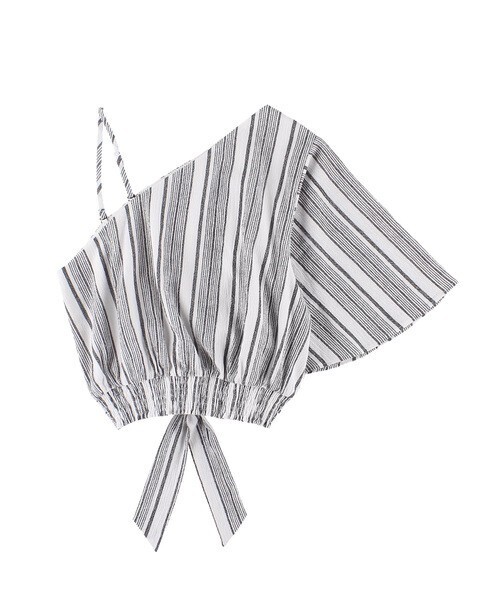 ALEXIA STAM Stripe One Shoulder Top