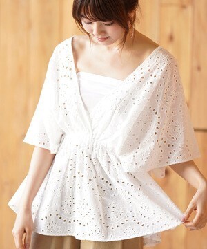 rps 刺繍レースカシュクールブラウス