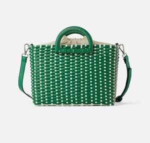 ZARA ツートンウーブントートバッグ