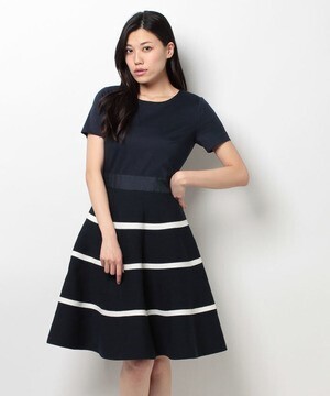 TO BE CHIC ボーダーニットスカートコンビドレス