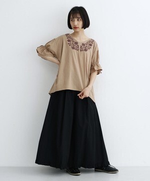 merlot 稲穂の実り刺繍ブラウス
