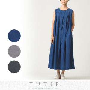 TUTIE. ファインカウントローンピンタックノースリーブワンピース