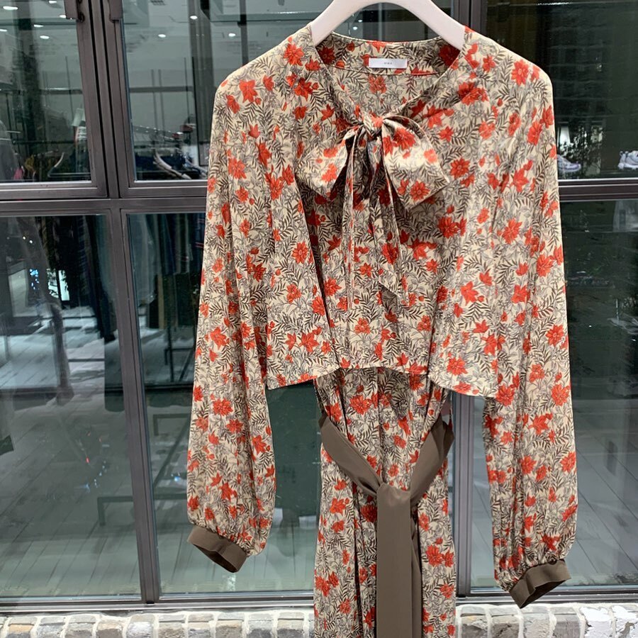 M/M ATTACHMENT シフォン花柄ロングワンピース