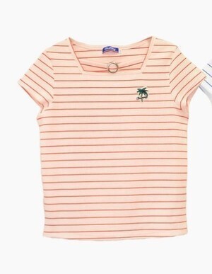 chummy チョーカー付きボーダーTシャツ
