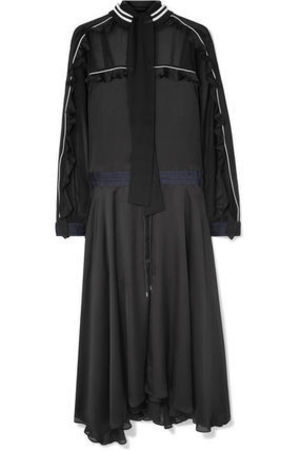 SACAI サテン＆シフォンマキシドレス