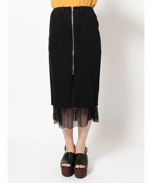 EVRIS メッシュレイヤードミディスカート