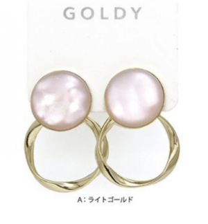 GOLDY 2190108 A ストーンライク サークルグープ イヤリング ライトピンク