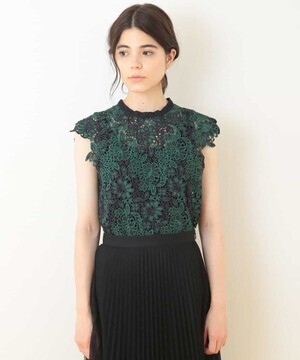 TARA JARMON フラワーレースオープンブラウス