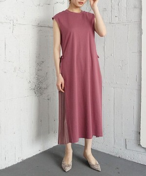 Mer d’ ete 異素材サイドプリーツワンピース