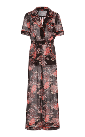 ANNA SUI Hibiscus Islands Cotton-And-Silk-Blend Jumpsuit