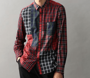 LOVELESS MENS パッチワークチェックシャツ