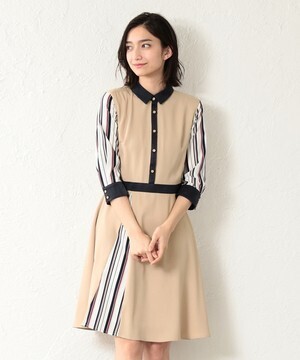 LOVELESS ストライプシャツカラードレス