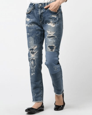 HYSTERIC GLAMOUR COLLAGE REMAKE加工デニム ストレッチテーパードスリムパンツ