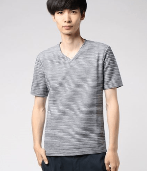 HIGH STREET タックボーダーカノコ半袖Ｖネック