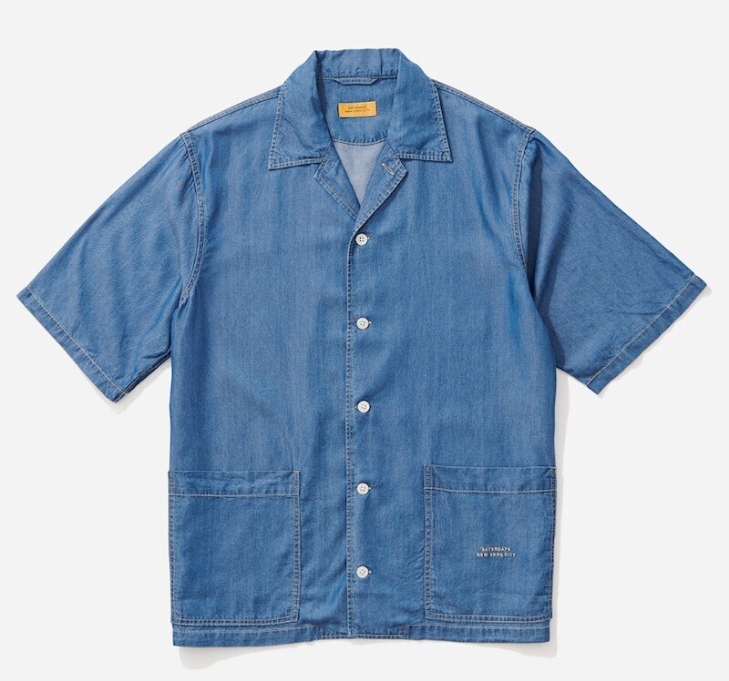 SATURDAYS NEW YORK CITY Howard Denim Short Sleeve Shirt