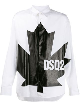 DSQUARED2 カナディアンリーフ パッチ ポプリンシャツ