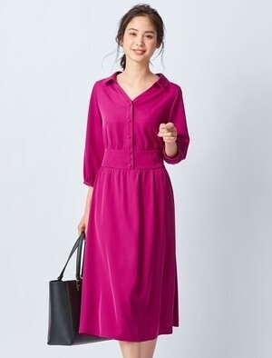 Otto FABIA for work style FABIA/【608962】/抜け衿Vネックワンピース
