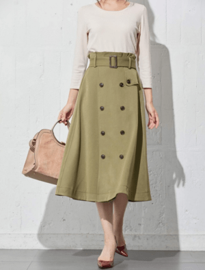 Otto FABIA for work style FABIA/【595060】/ダブルボタンフレアースカート