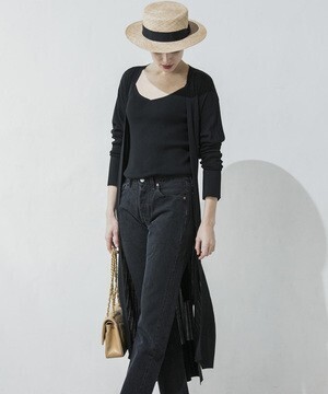 STYLEBAR ウォッシャブルリブロングカーディガン