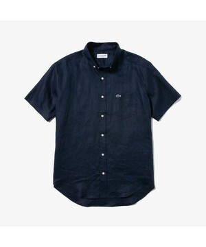 LACOSTE リネン半袖ボタンダウンシャツ